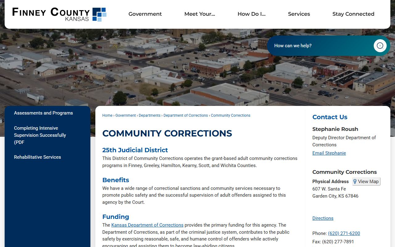 Finney County court charge records community corrections