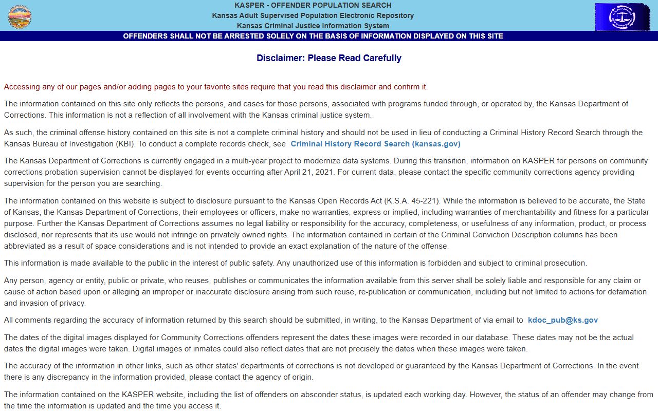 Finney County criminal court records KASPER offender search