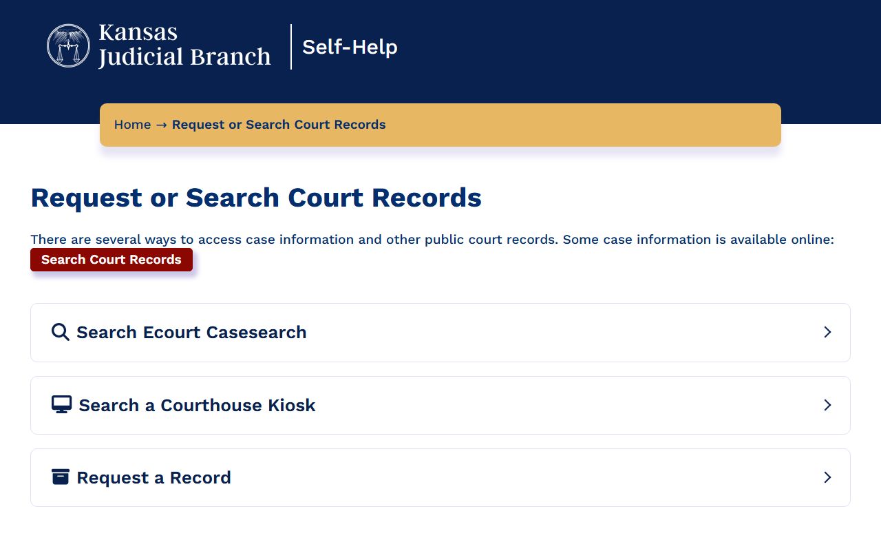 Finney County District Court records request self help source