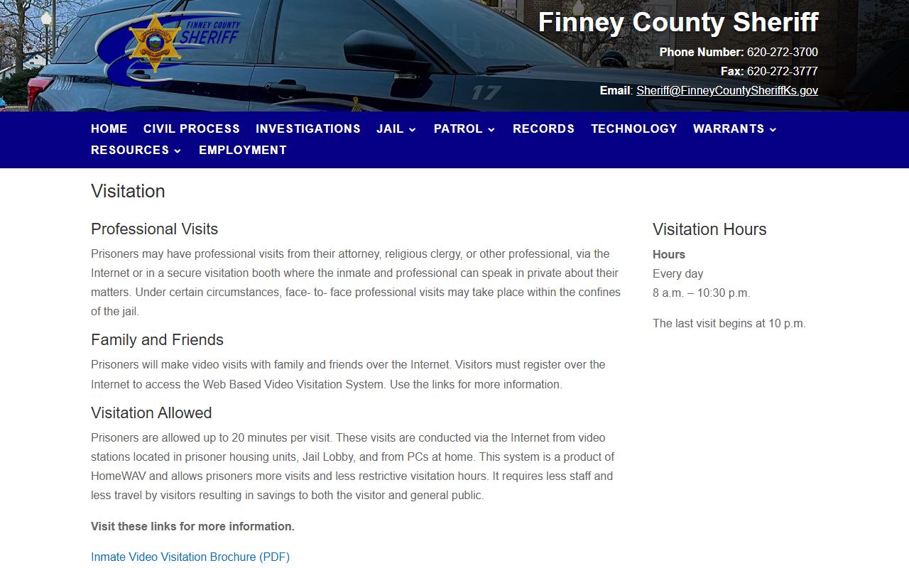Finney County inmate visitation records