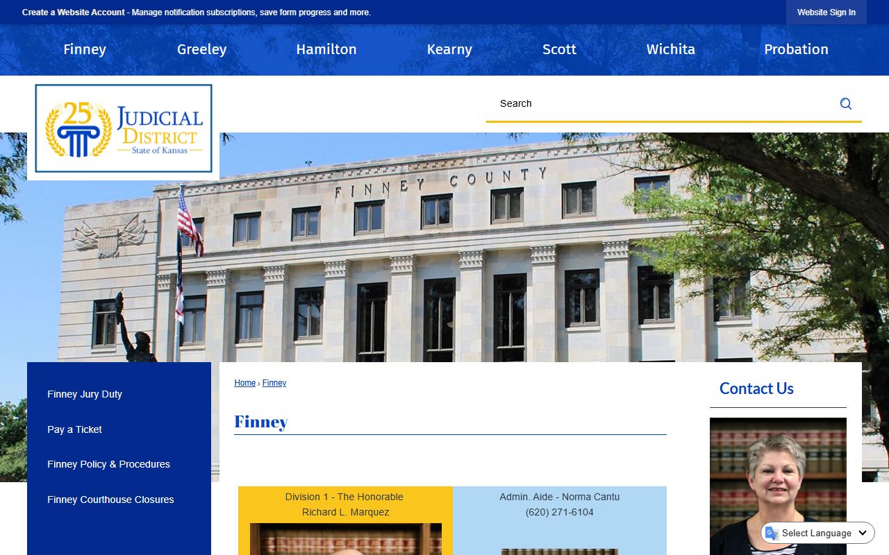 Finney County court records courthouse contact page