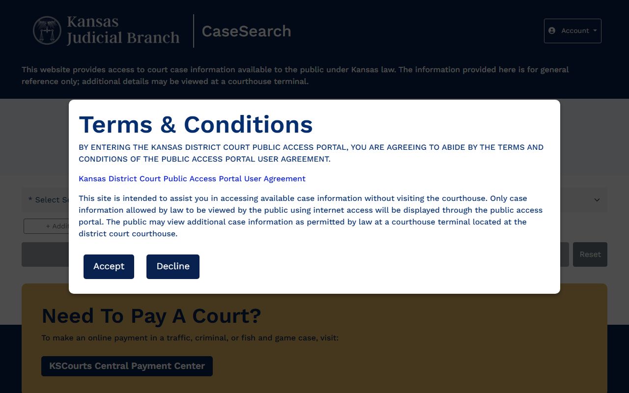 Finney County court records search through Kansas Case Search