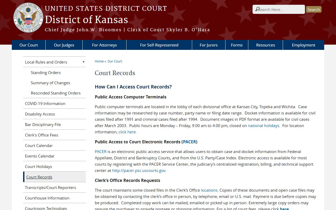 Finney County probate records District of Kansas federal court records source