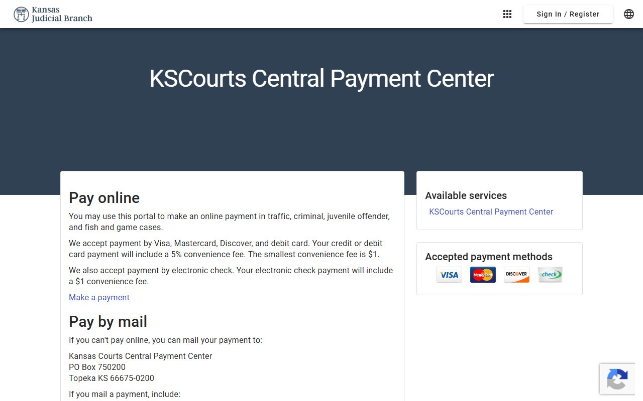 Finney County traffic court records Kansas Central Payment Center